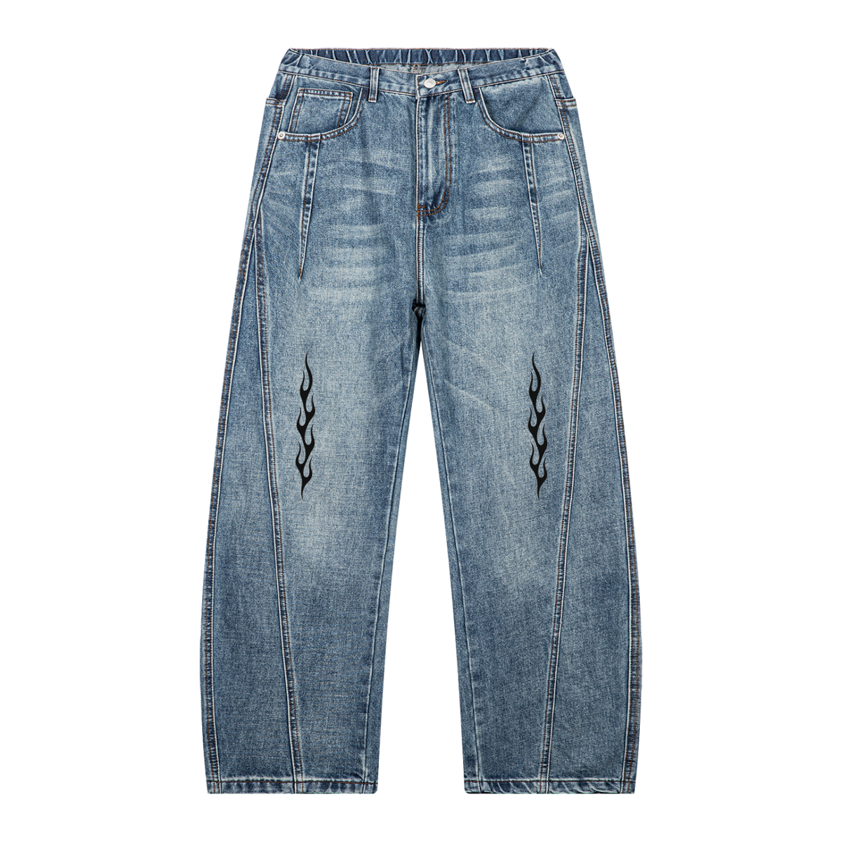 Lavish Unisex Vintage Wash Barrel Leg Denim Jeans